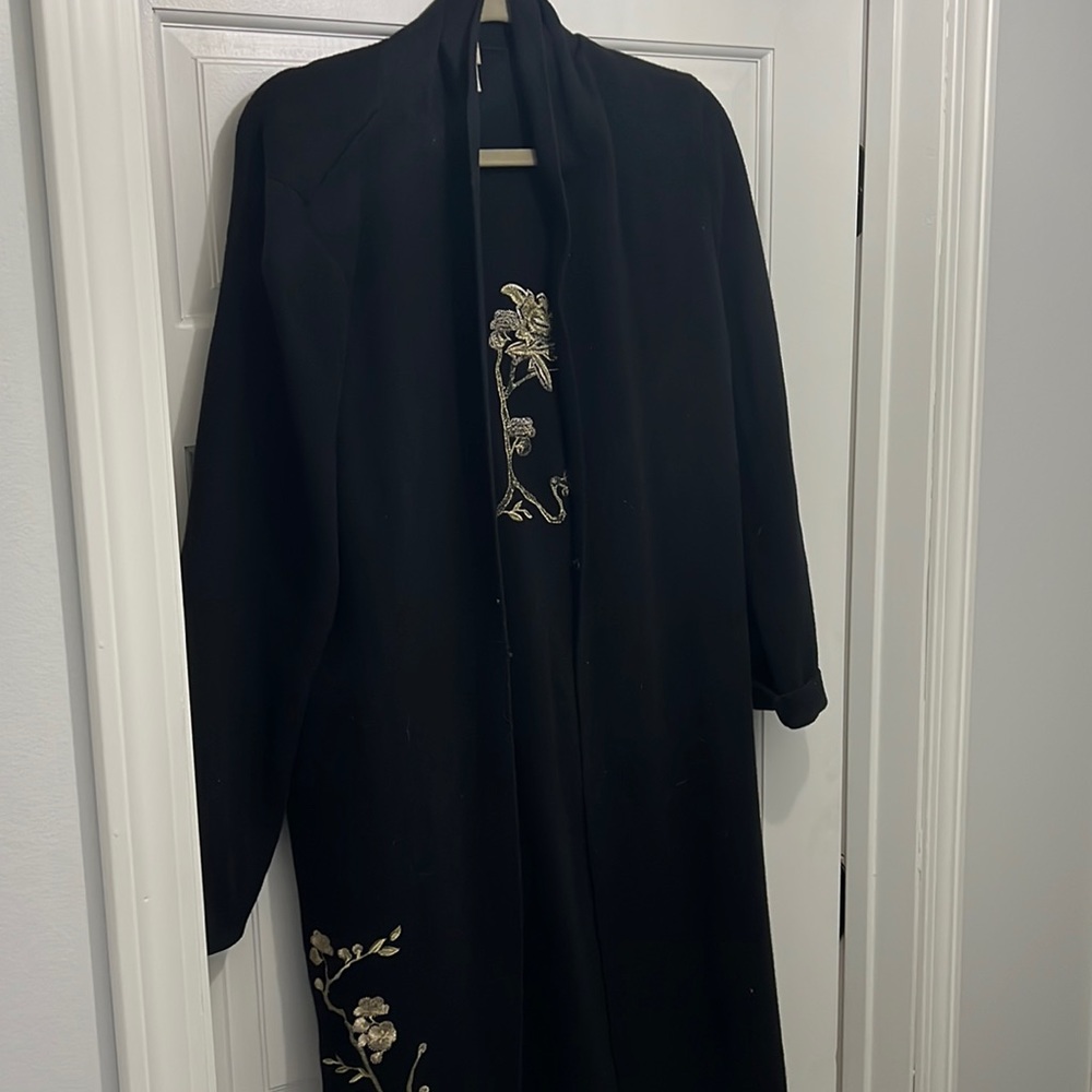 Chicos embroidered long cardigan sweater